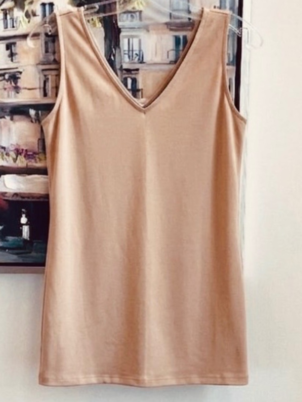 Isaac Mizrahi Live Tan V-Neck Layering Tank Top - Picture 3 of 7